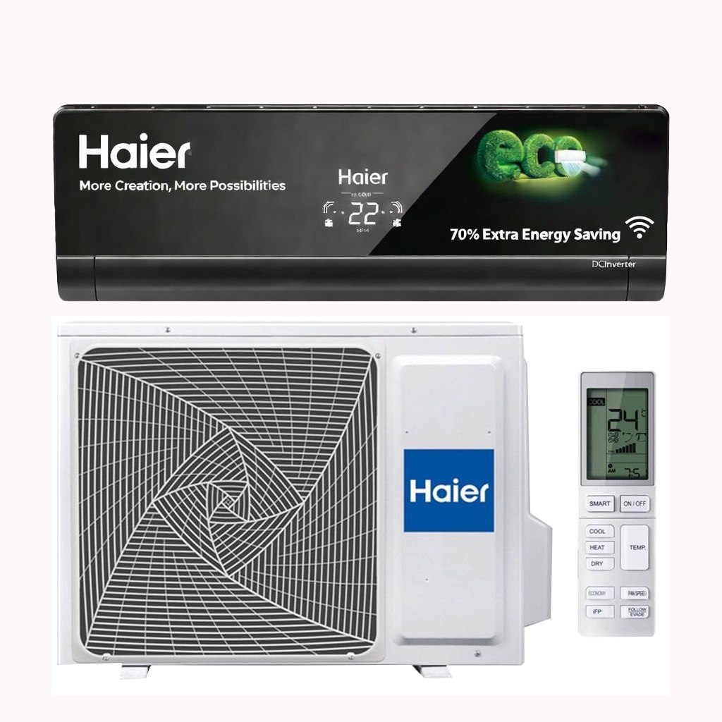 Split Haier 25000 BTU 3CV Noir WiFi Miroir Inverter