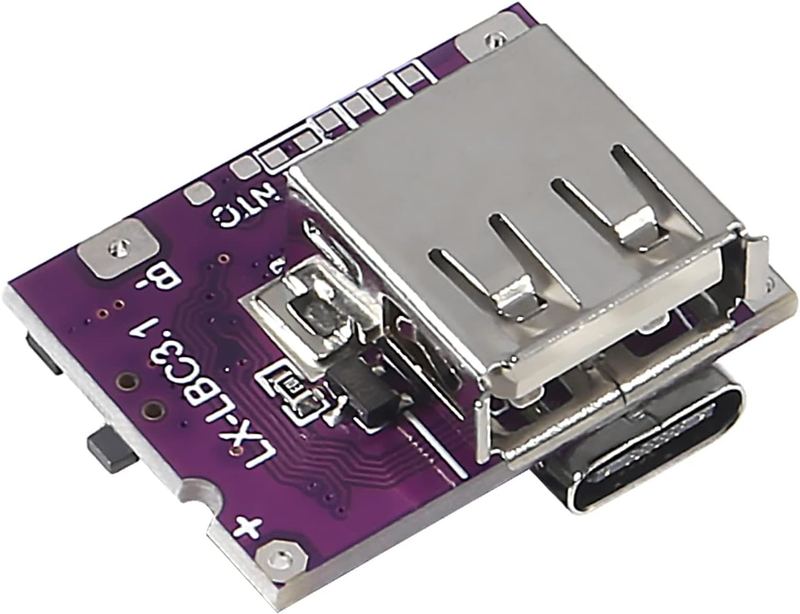 Convertisseur élévateur de tension Type-C 5V 3A, module d’alimentation élévateur IP5310, accessoires pour batterie externe mobile avec indicateur LED et interrupteur (Type-C et USB-A 3A)