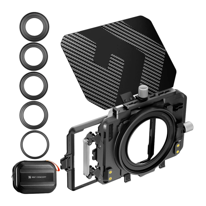 K&F Concept · Matte Box PRO carbone, pare-soleil cinéma 4x5.65 + 5 bagues