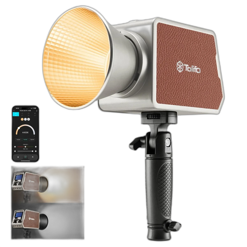 Tolifo PL-100B · LED vidéo 100W bi-color, batterie 4500mAh