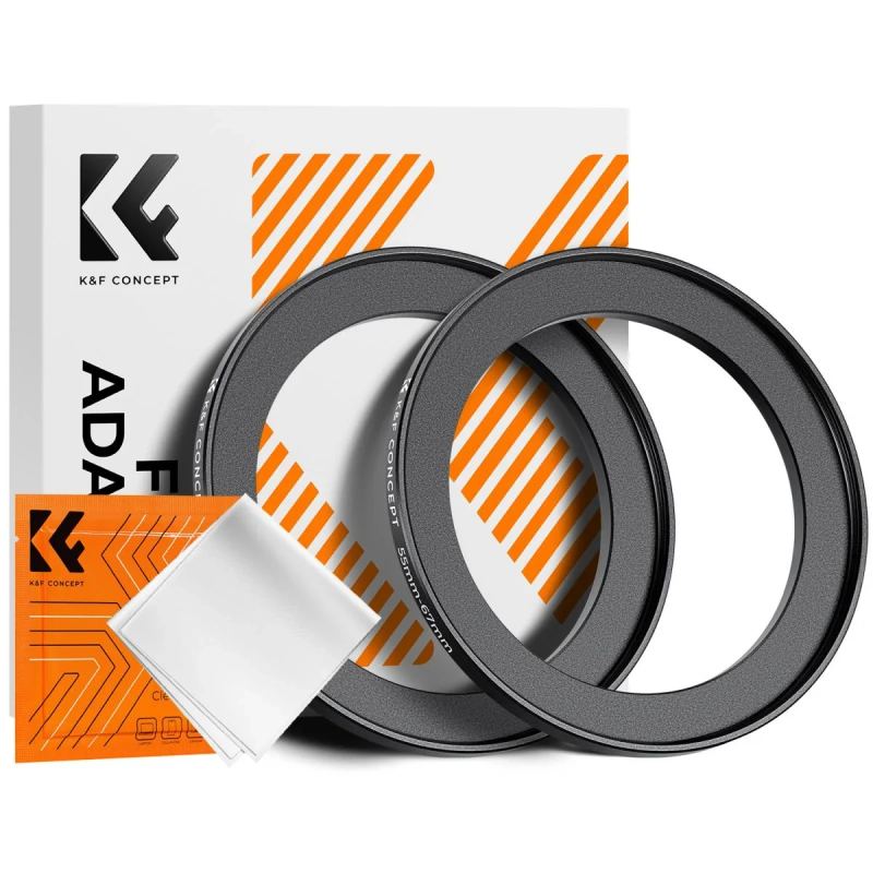 K&F Concept Bagues Step-Up 55 mm à 67 mm (x2) + Chiffon Microfibre