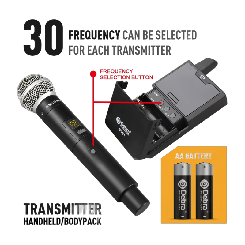 Debra DV02 Microphone sans fil cravate UHF