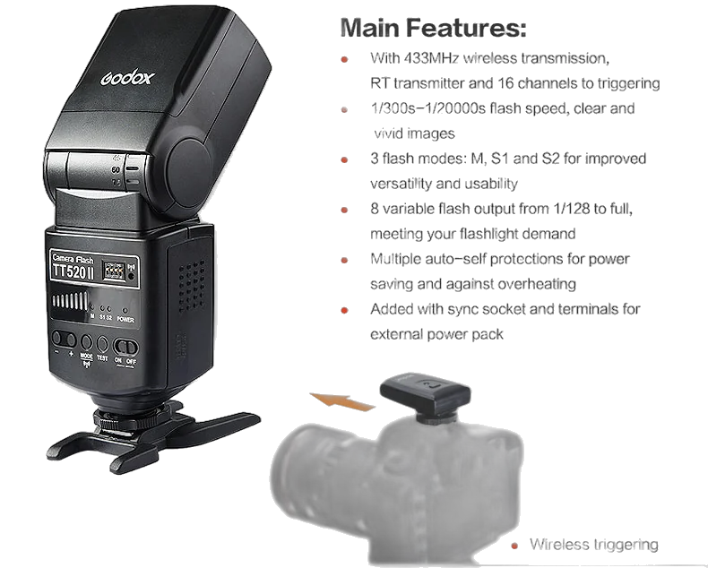 Godox TT520II Flash Universel Speedlite pour Appareil Photo