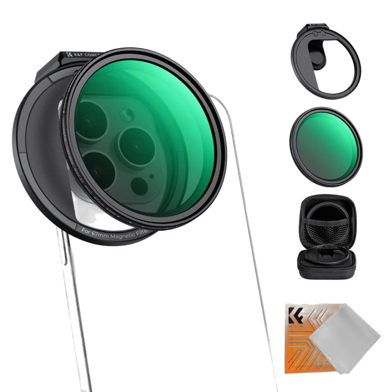 K&F Concept Filtre ND2–ND32 67mm pour Smartphone avec Clip Universel