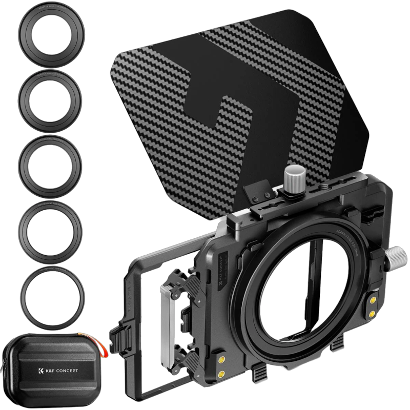 K&F Concept Matte Box avec 2 Plateaux Pour Filtres 4"x5.65" + 5 Bagues 67-95mm