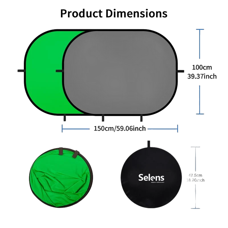 Selens · Toile de fond pliable vert/gris 100x150 cm