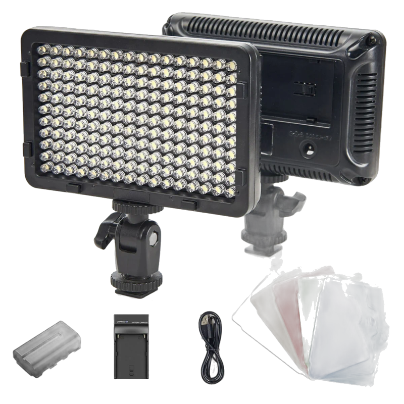 Tolifo PT-176B · Éclairage LED + batterie NP-F750 + chargeur